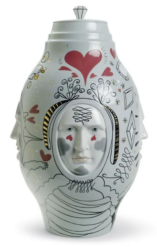 Casa Padrino Designer Porzellan Vase Grau / Mehrfarbig Ø 27 x H. 39 cm - Handgefertigtes & Handbemaltes Luxus Deko Objekt Ausverkauf