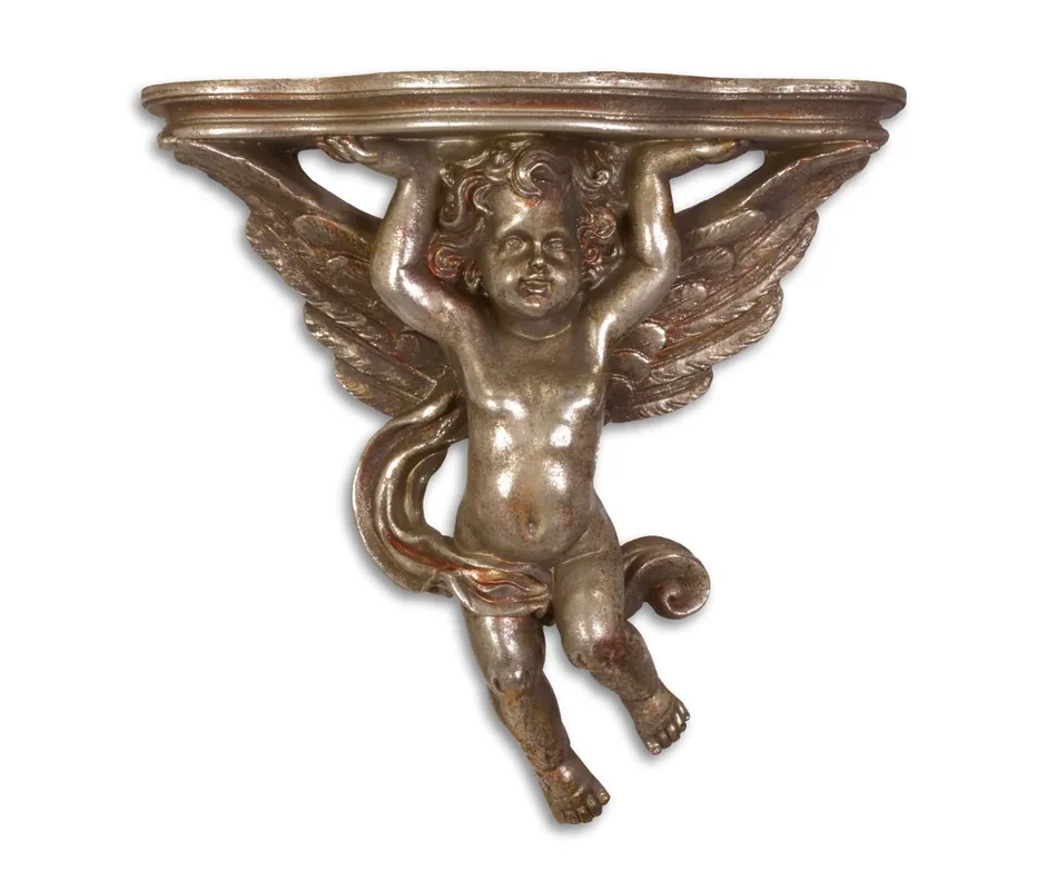 Neuheit Casa Padrino Barock Wandkonsole mit Engel Bronze 15 x 37,9 x H.37,3 - Hotel Möbel