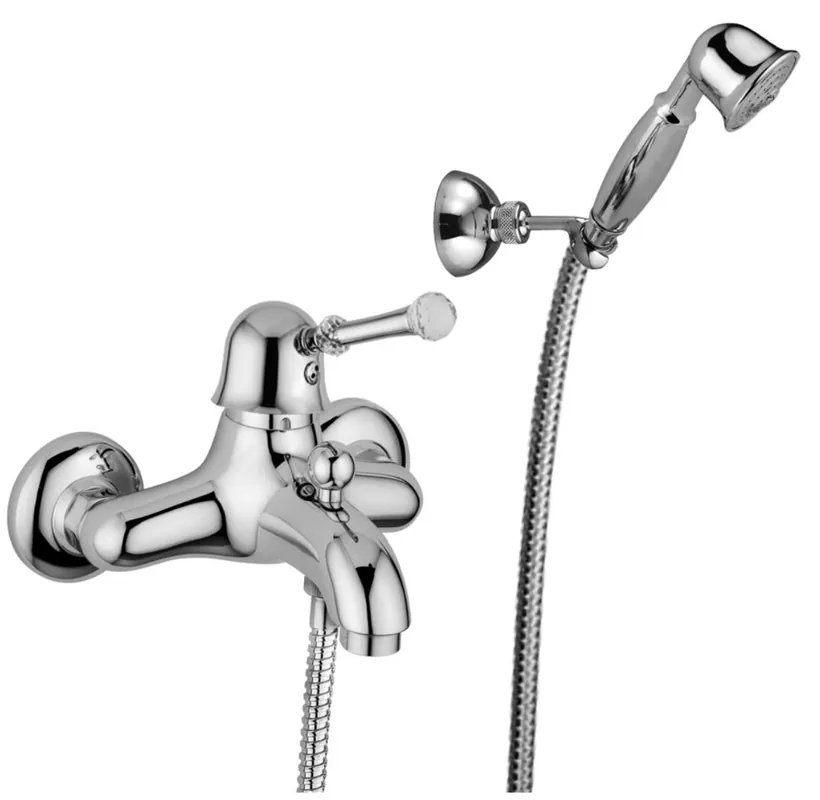 Luxus Dusch Aufputz-Einhebelmischer mit Duplex Brauseset Silber - Luxus Qualität Made in Italy Preiswert