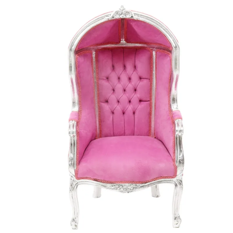 Casa Padrino Barock Kinder Ballon Thron Sessel Rosa /Silber - Ballon Sessel Barock Möbel Nur Für Kurze Zeit
