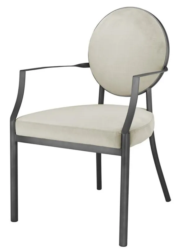 Casa Padrino Esszimmerstuhl mit Armlehnen Matt Silberfarben / Hellgrau 60,5 x 60 x H. 91 cm - Luxus Esszimmermöbel Saisonangebot