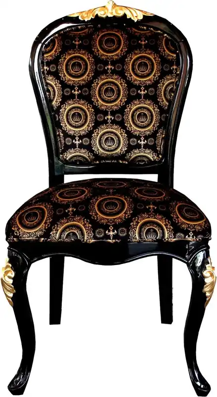 Pompöös by Casa Padrino Luxus Barock Esszimmer Stuhl Schwarz / Gold mit Krone - Pompööser Barock Stuhl designed by Harald Glööckler Rabatt