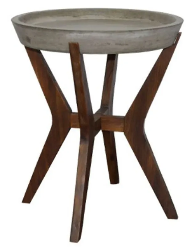 Neu Im Sortiment Casa Padrino Garten-Beistelltisch Grau / Dunkelbraun Ø 46 x H. 54 cm - Gartenmöbel