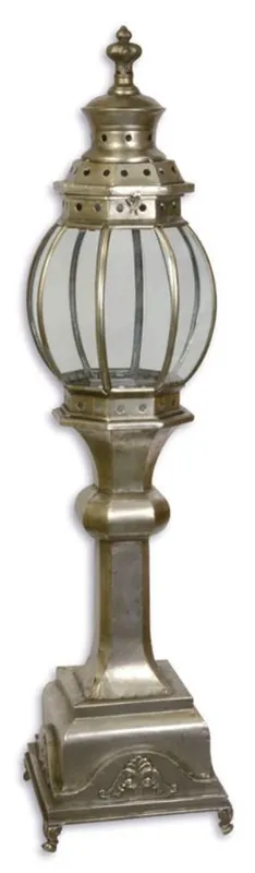 Casa Padrino Jugendstil Gartenlaterne Silber 27 x 27 x H. 109 cm - Garten & Terrassen Deko Markenprodukt