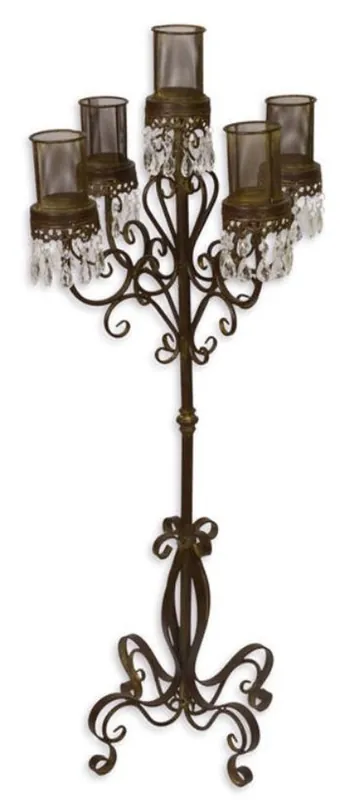 Rabatt Casa Padrino Kerzenhalter / Kerzenständer Braun Ø 50 x H. 121 cm - Gartendekoration im Jugendstil