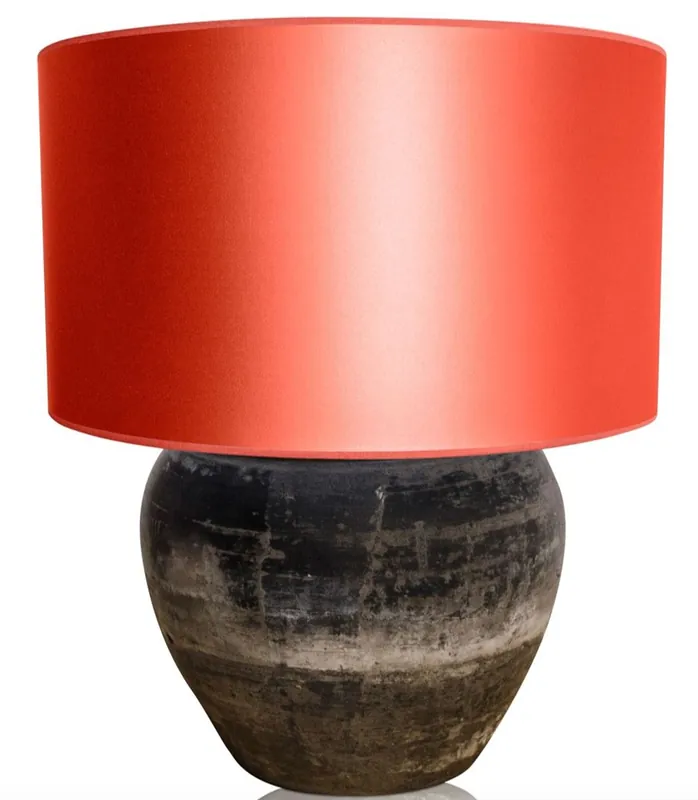 Schnäppchen Casa Padrino Luxus Terracotta Tischleuchte Grau / Orange Ø 60 x H. 72 cm - Luxus Möbel