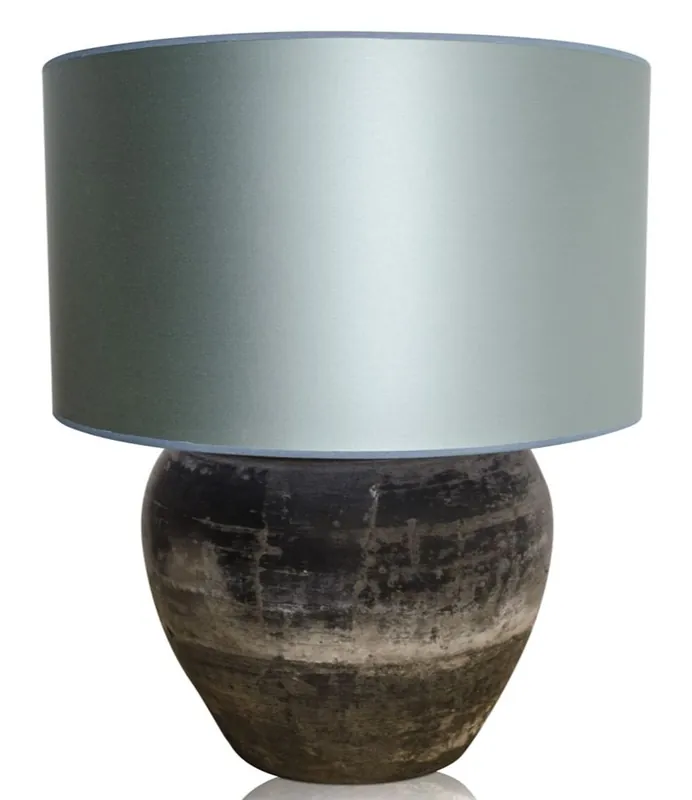 Expressversand Casa Padrino Luxus Terracotta Tischleuchte Grau / Hellblau Ø 60 x H. 72 cm - Luxus Möbel