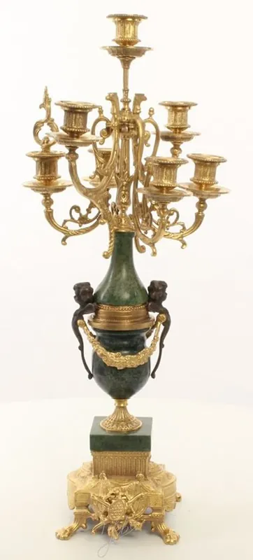 Casa Padrino Barock Kerzenständer Set Gold / Grün 22 x 26 x H. 62,4 cm - Barockstil Möbel Neue Ware