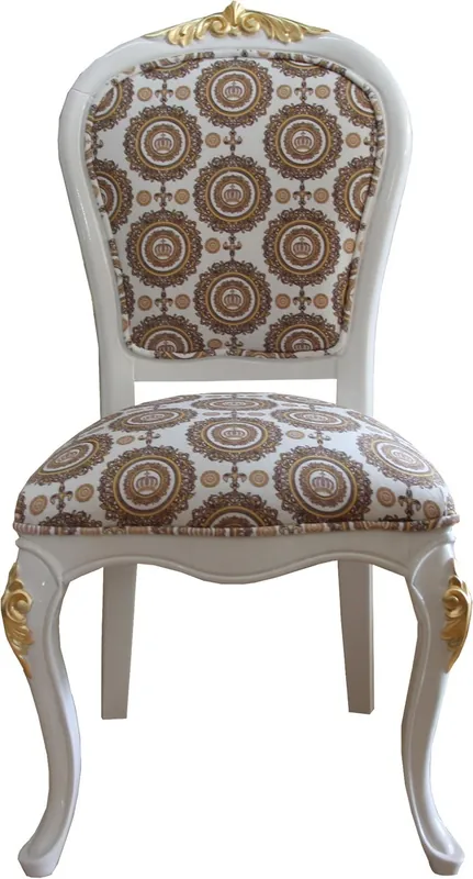 Pompöös by Casa Padrino Luxus Barock Esszimmer Stuhl in Beige Weiss / Gold mit Krone - Pompööser Barock Stuhl designed by Harald Glööckler Meistverkauft