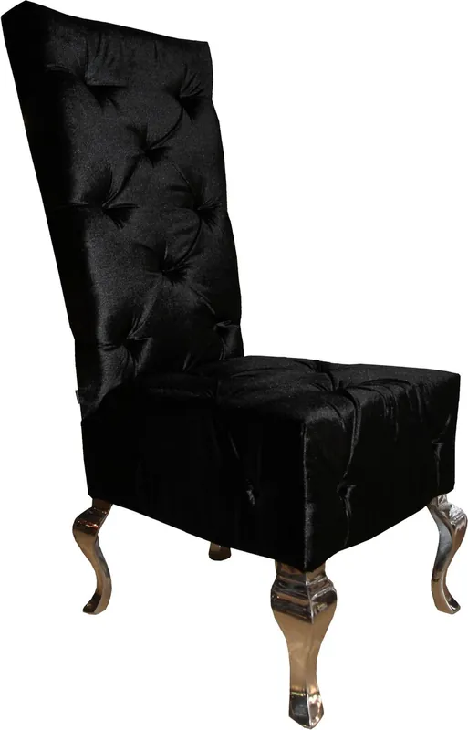 Casa Padrino Designer Esszimmerstuhl Schwarz / Silber - Luxus Qualität - Hochlehner Stuhl Online Kaufen