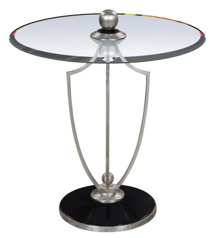Markenware Casa Padrino Luxus Bistrotisch Silber / Schwarz Ø 60 x H. 70 cm - Runder Stehtisch
