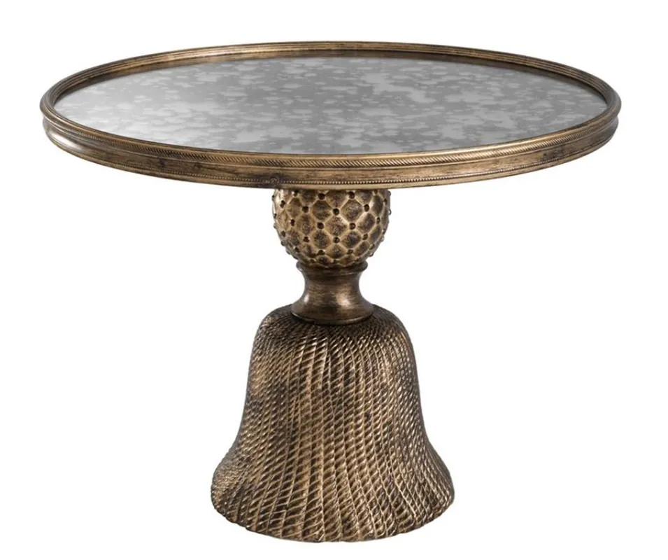 Markenware Casa Padrino Luxus Beistelltisch Antik Gold Ø 53,5 x H. 40 cm - Luxus Wohnzimmermöbel