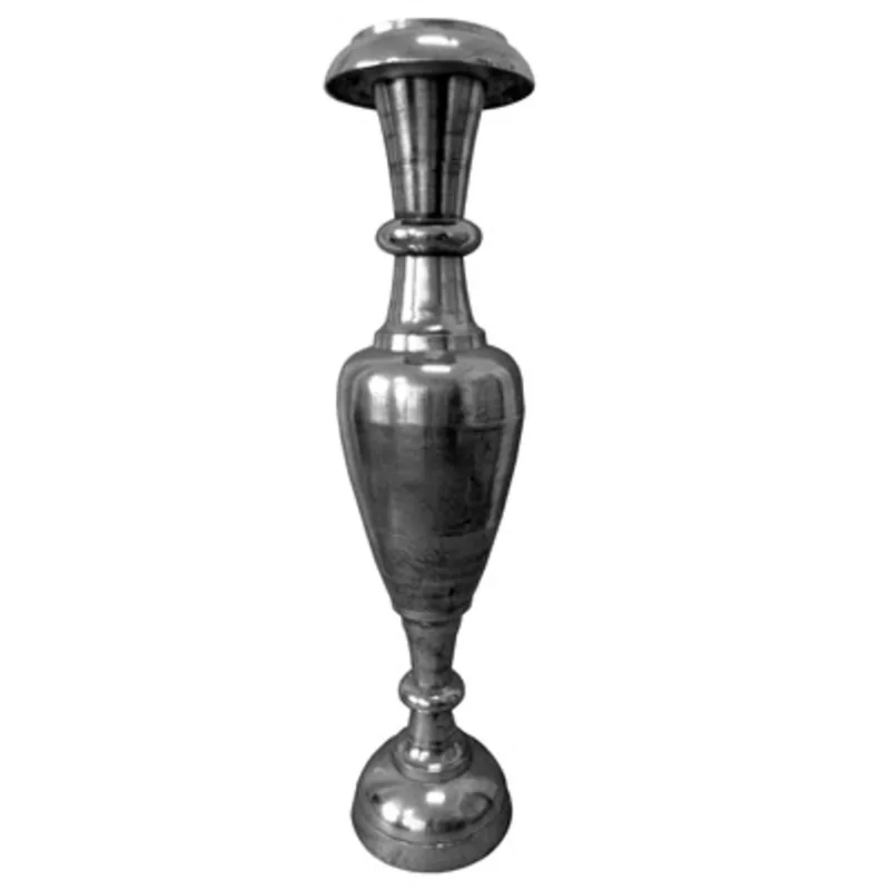 Casa Padrino Designer Antik Stil Vase Aluminium Vernickelt Silber - Hotel Dekoration - Barock Blumengefäss Pflanzentopf - Mod2 H. 184 cm Letzte Chance