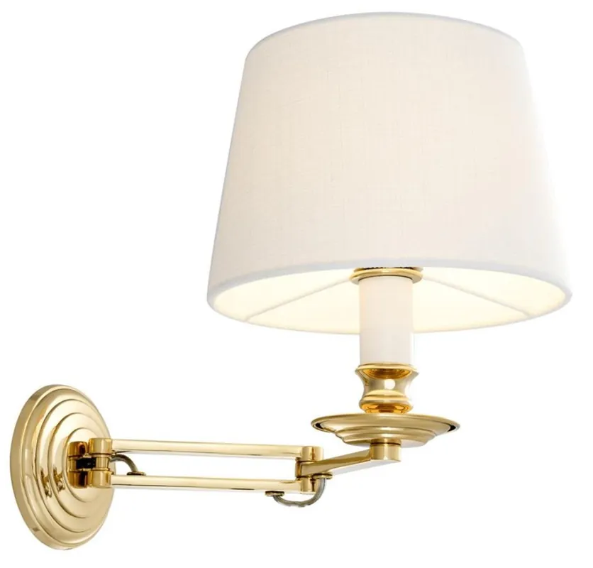Casa Padrino Luxus Wandleuchte mit Schwenkarm Gold / Weiß 22 x 21,5 x H. 27,5 cm - Hotel & Restaurant Leuchte Top-Angebot