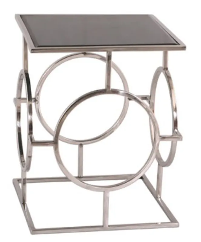 Preiswert Casa Padrino Luxus Wohnzimmer Beistelltisch Silber / Schwarz 40 x 40 x H. 50 cm - Designer Wohnzimmermöbel