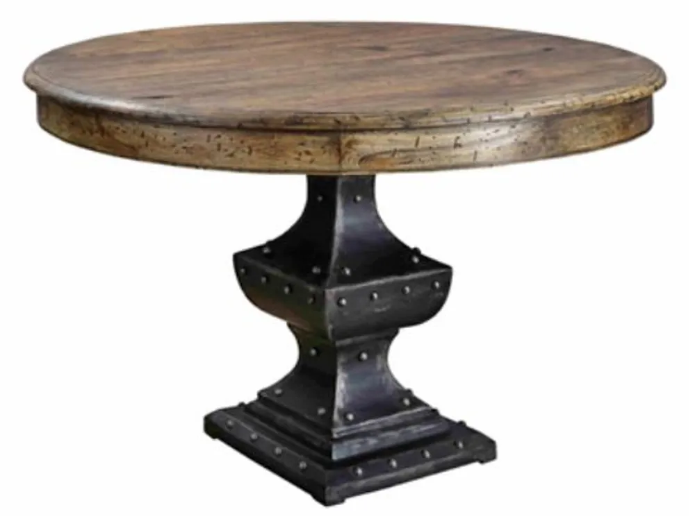 Casa Padrino Massivholz Esstisch Braun / Schwarz Ø 122 x H. 76 cm - Esszimmermöbel Heißes Angebot