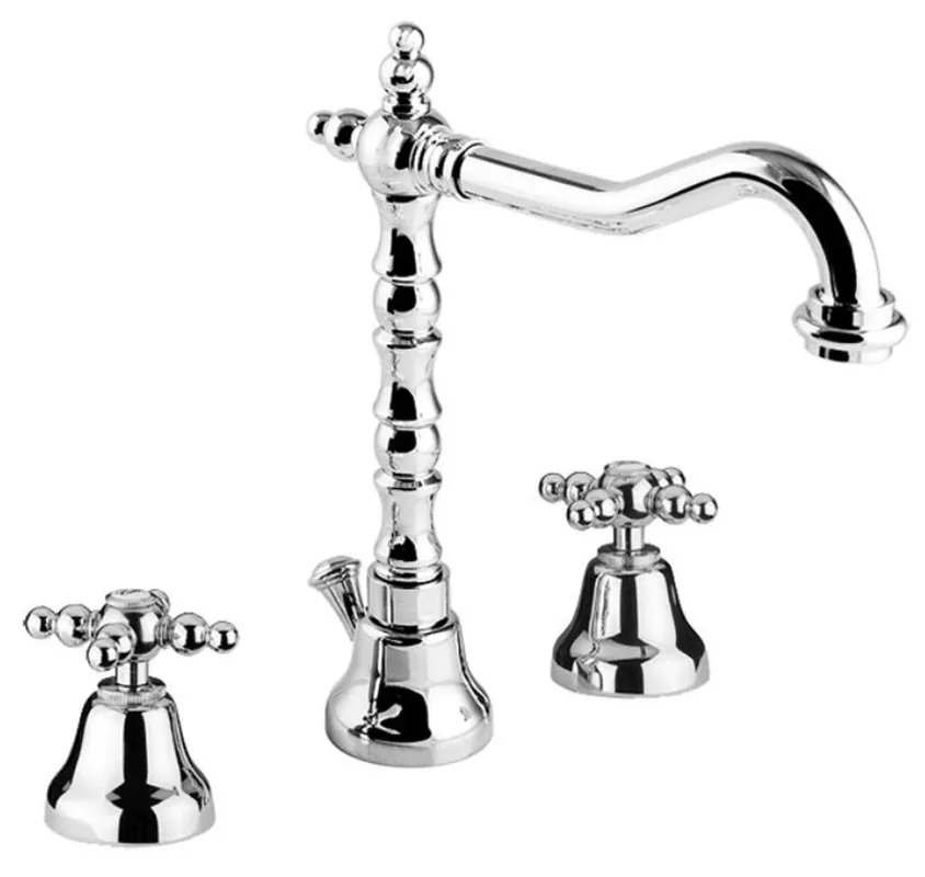 Direktkauf Jugendstil Retro Waschtisch-Dreilochbatterie Silber - Luxus Badezimmer Waschtischarmatur
