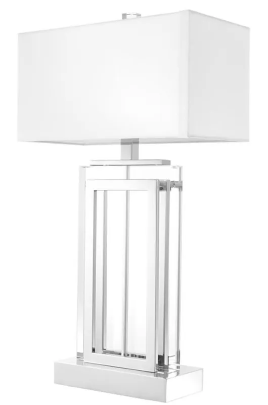 Casa Padrino Luxus Tischleuchte Silber / Weiß 38 x H. 67,5 cm - Hotel & Restaurant Möbel Mega-Angebot