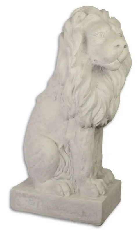 Casa Padrino Garten Terrassen Deko Skulptur Sitzender Löwe Weißgrau 28,7 x 43 x H. 74,6 cm - Deko Figur Knallerangebot
