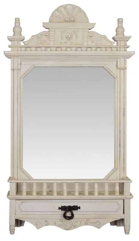 Neue Ware Casa Padrino Barock Wandspiegel mit Schublade Cremeweiß 49,8 x H. 86,8 cm - Barockstil Spiegel