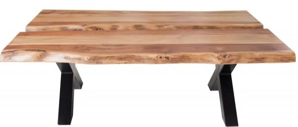 Casa Padrino Designer Massivholz Couchtisch Natur 120 x H. 40 cm - Salon Wohnzimmer Tisch Neue Kollektion