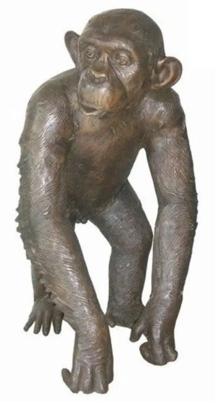 Zertifiziert Casa Padrino Luxus Bronzefigur Schimpanse Bronze 45 x 60 x H. 78 cm - Deko Figur Skulptur