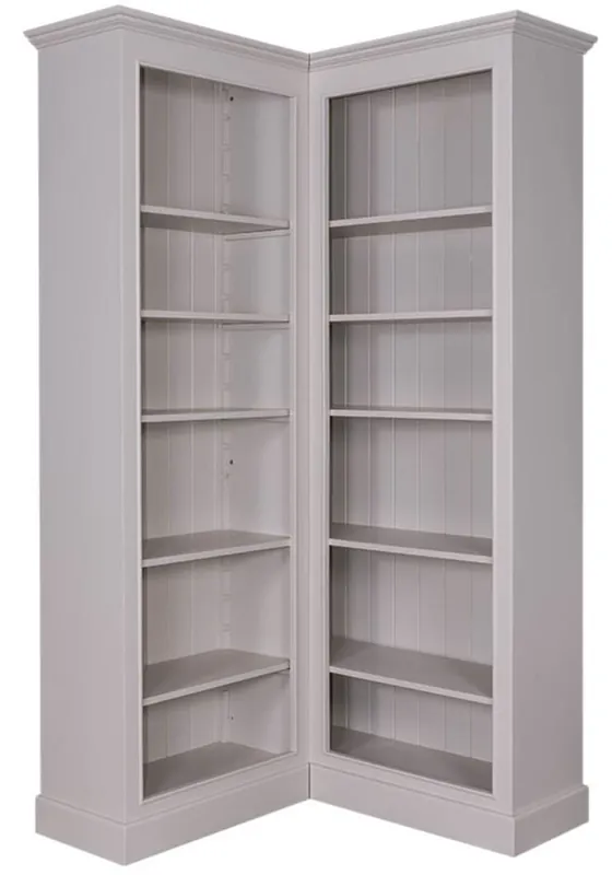 Highlight Casa Padrino Landhausstil Eckbücherschrank Grau 108 x 108 x H. 210 cm - Landhausstil Eckschrank