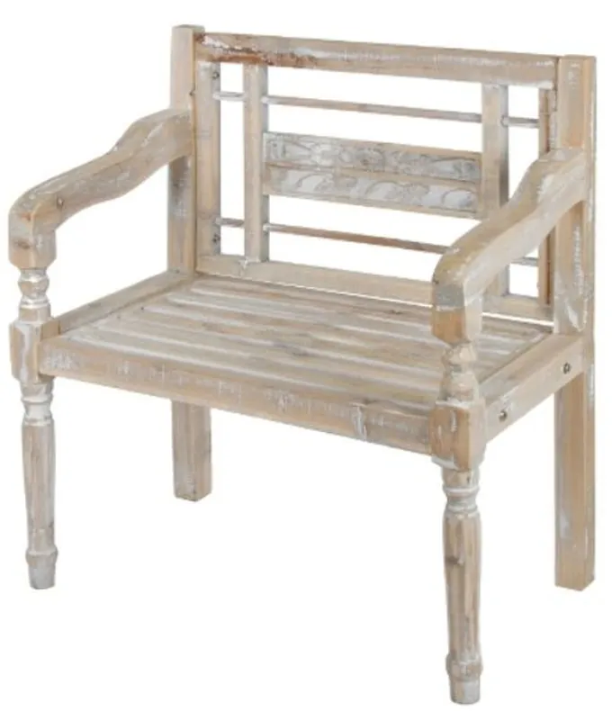 Beliebt Casa Padrino Landhausstil Sitzbank mit Armlehnen Antik Weiß / Naturfarben 71 x 42 x H. 85 cm - Shabby Chic Deko Möbel