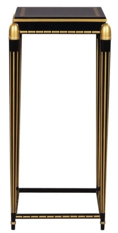 Casa Padrino Luxus Wohnzimmer Blumentisch Schwarz / Gold 45 x 45 x H. 95 cm - Luxus Beistelltisch Zertifiziert