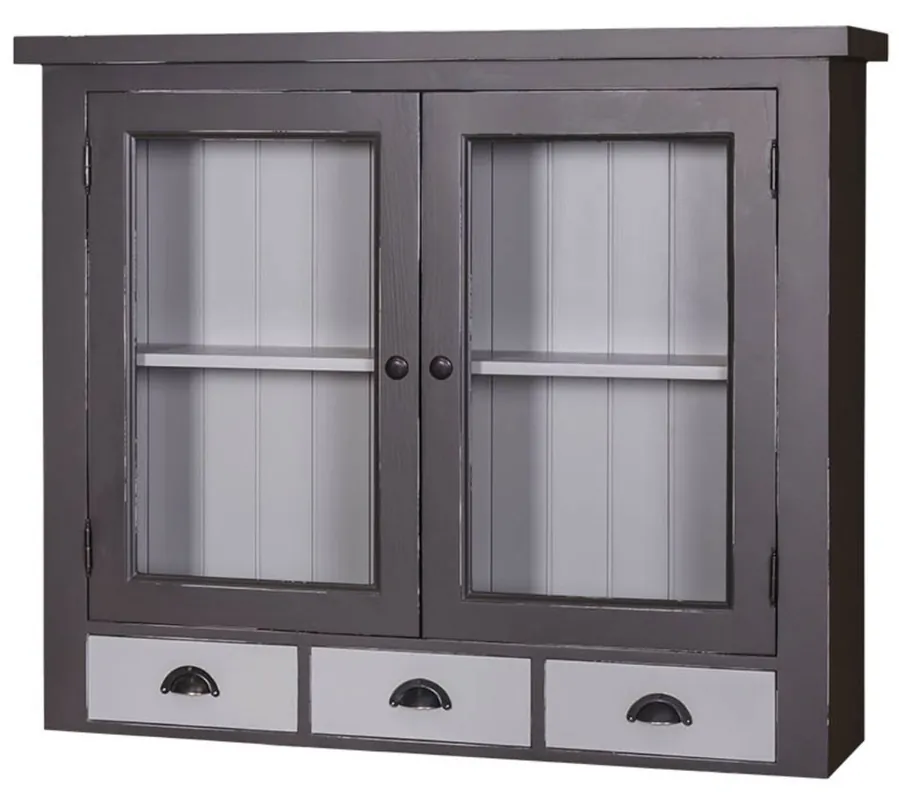 Neu Im Sortiment Casa Padrino Landhausstil Küchenhängeschrank Antik Grau / Hellgrau 192 x 31 x H. 65 cm - Landhausstil Küchenschrank mit 2 Glastüren und 3 Schubladen