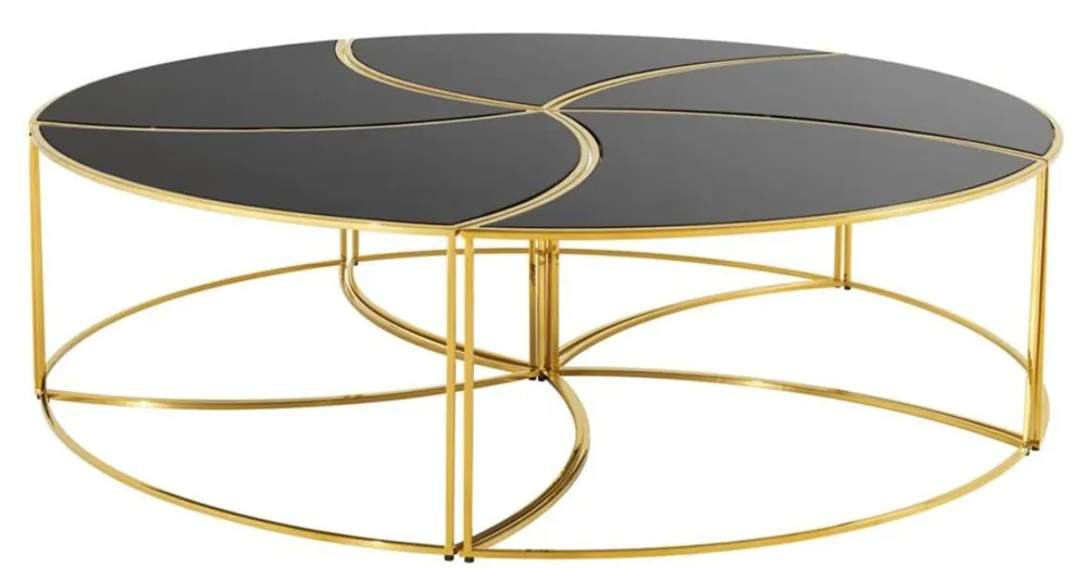 Casa Padrino Luxus Couchtisch Gold / Schwarz Ø 150 x H. 40 cm - Designer Wohnzimmermöbel Bestseller