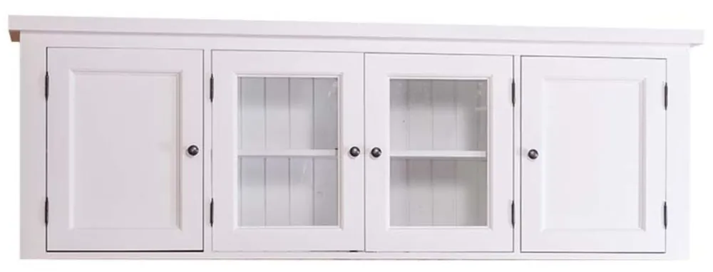 Casa Padrino Landhausstil Küchenhängeschrank / Oberschrank Weiß 192 x 31 x H. 65 cm - Küchenschrank mit 4 Türen Super-Preis