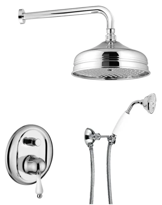 Luxus Badezimmer Duplex Duschgarnitur Silber / Weiß - Brauseset mit Einhelbelmischer Preisreduziert