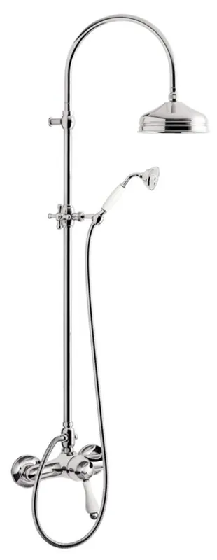 Nur Heute Jugendstil Retro Badezimmer Duschgarnitur Brausemischer mit Säulenbrause Silber / Weiß - Dusch Armatur Brauseset