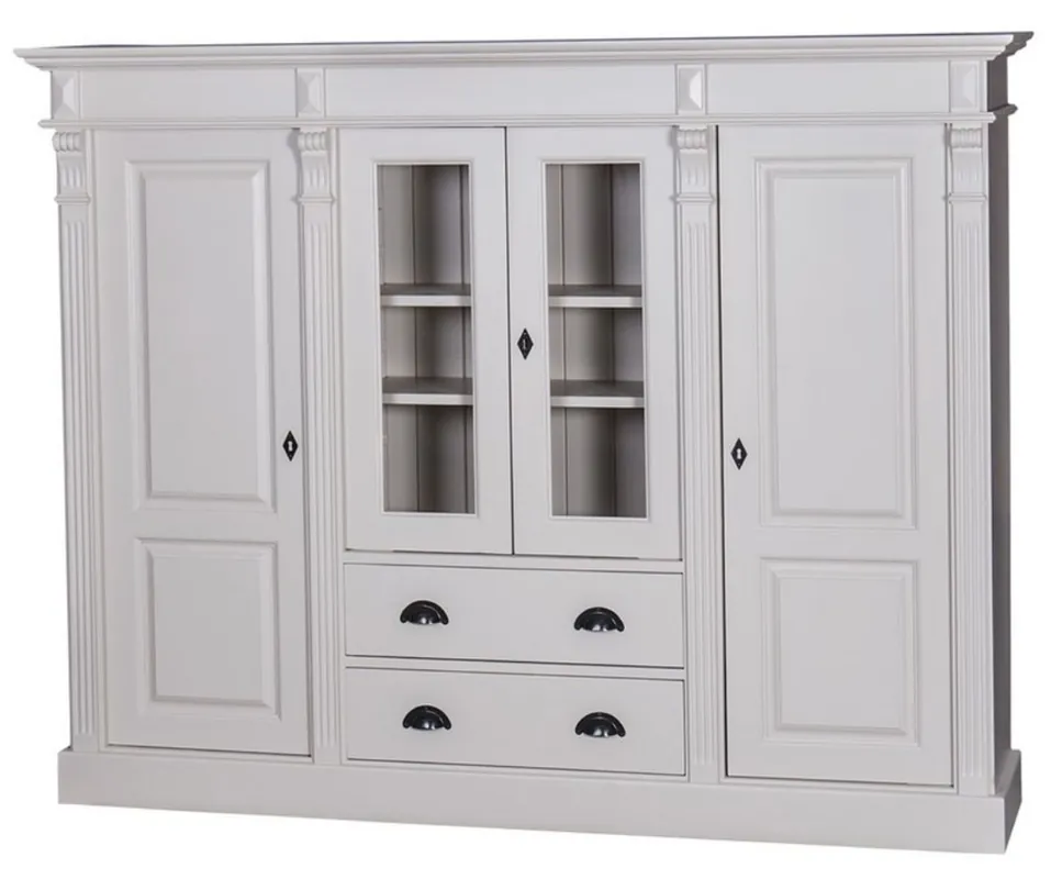 Casa Padrino Landhausstil Wohnzimmerschrank mit 4 Türen und 2 Schubladen Hellgrau 180 x 39 x H. 140 cm - Wohnzimmermöbel im Landhausstil Sichere Zahlung
