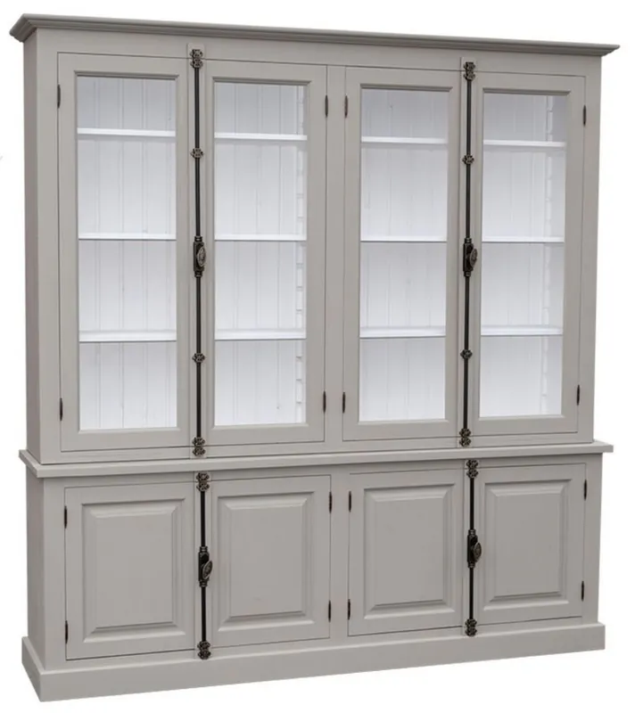 Online Kaufen Casa Padrino Landhausstil Wohnzimmer Vitrinenschrank Grau / Weiß 223 x 50 x H. 228 cm - Wohnzimmerschrank mit 8 Türen