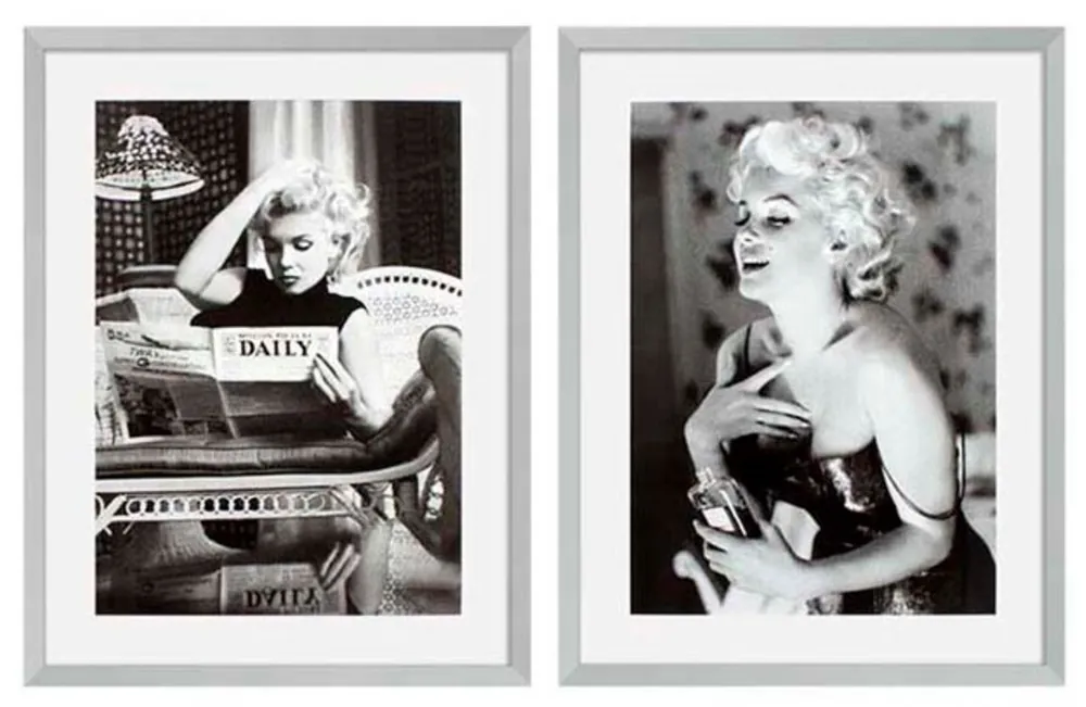 Neue Ware Casa Padrino Bilder 2er Set Marilyn Monroe Silber 69 x H. 89 cm - Luxus Wanddekoration