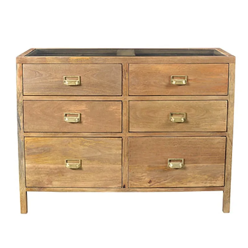 Casa Padrino Designer Schubladenschrank Natur 99 x 40,5 x H.76 cm - Kommode - Handgefertigt aus massivem Holz! Preis Gesenkt