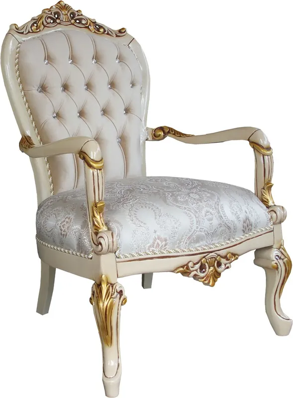 Mega-Angebot Casa Padrino Barock Luxus Salon Sessel mit Bling Bling Glitzersteinen Creme / Elfenbein / Gold - Luxus Hotel Möbel - Made in Italy