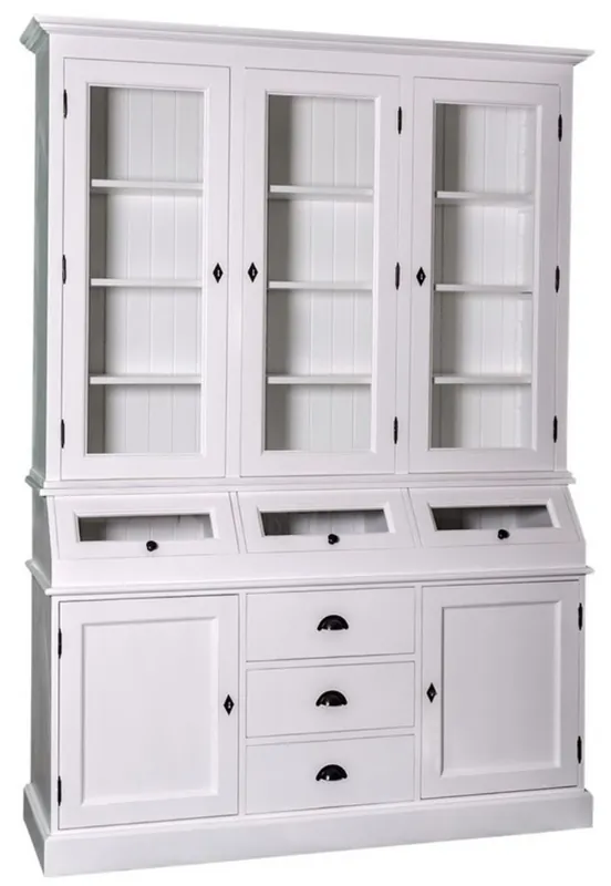 Casa Padrino Landhausstil Küchenschrank / Buffetschrank Weiß 163 x 50 x H. 226 cm - Landhausstil Möbel Neue Kollektion