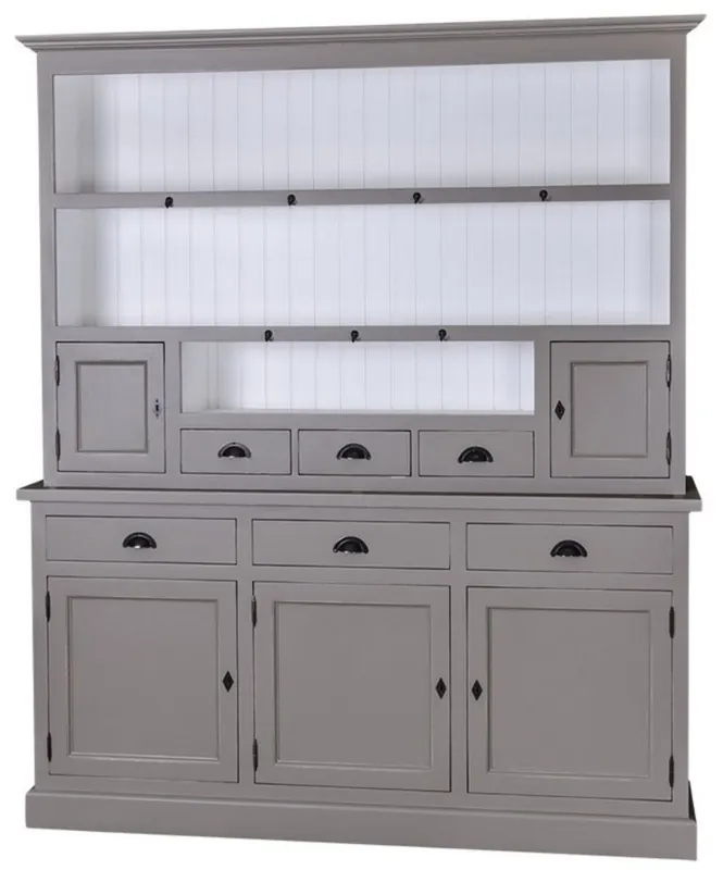 Ausverkauf Casa Padrino Landhausstil Küchenschrank Dunkelgrau / Weiß 178 x 50 x H. 210 cm - 2 Teiliger Küchenschrank mit 5 Türen und 6 Schubladen