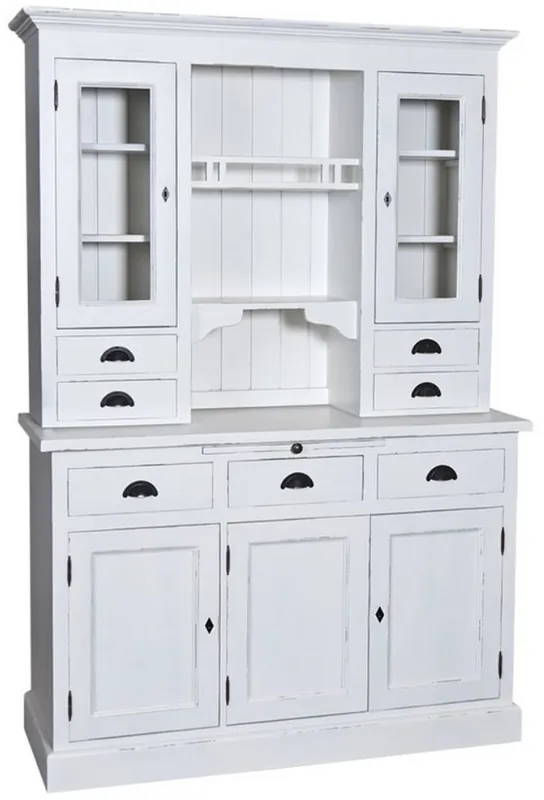 Casa Padrino Landhausstil Küchenschrank Antik Weiß 137 x 50 x H. 197 cm - 2 Teiliger Küchenschrank mit 5 Türen und 7 Schubladen Beliebt