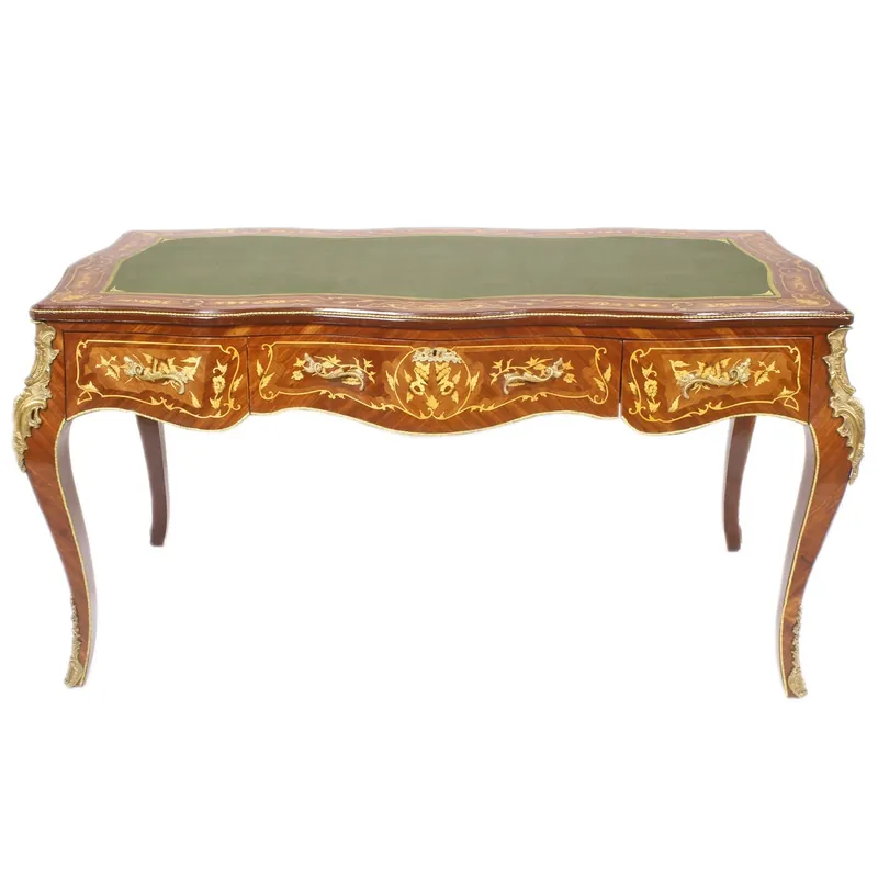 Schneller Versand Casa Padrino Luxus Barock Schreibtisch Mahagoni Intarsien / Gold 155 cm - Antik Stil Sekretär Luxus Möbel