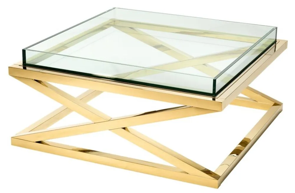 Casa Padrino Luxus Couchtisch / Wohnzimmertisch Gold 100 x 100 x H. 46,5 cm - Hotel Möbel Sofort Bestellen