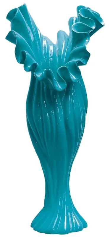 Geprüft Casa Padrino Designer Blumenvase Blau B. 33 cm Höhe 81 cm - Dekovase