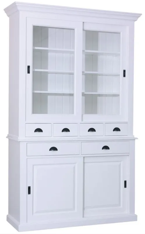 Casa Padrino Landhausstil Küchenschrank Weiß 142 x 48 x H. 225 cm - 2 Teiliger Küchenschrank mit 4 Schiebetüren und 6 Schubladen Jetzt Bestellen
