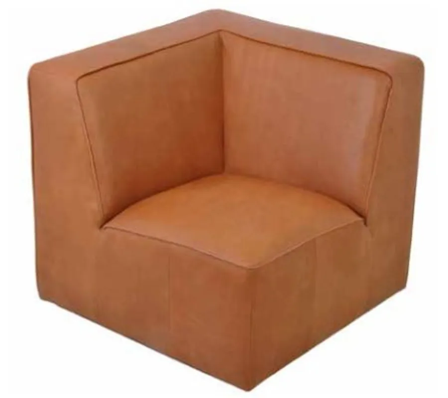 Casa Padrino Luxus Ecksessel Hellbraun 89 x 89 x H. 88 cm - Wohnzimmer Leder Sessel Expressversand