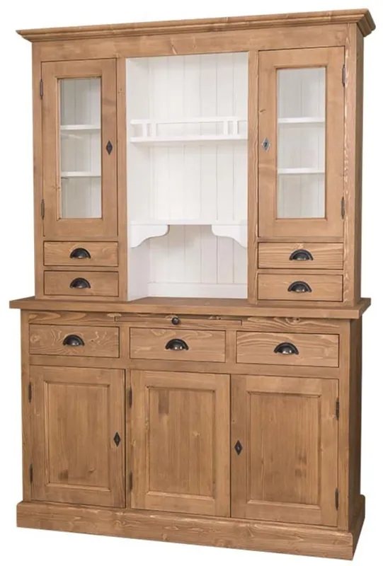 Bestpreis Casa Padrino Landhausstil Küchenschrank Braun / Weiß 137 x 50 x H. 197 cm - 2 Teiliger Küchenschrank mit 5 Türen und 7 Schubladen