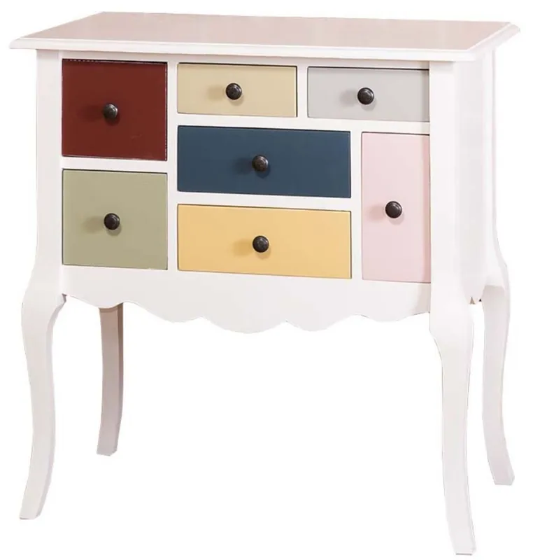 Saisonangebot Casa Padrino Designer Kommode mit 7 Schubladen Weiss / Mehrfarbig 80 x 48 x H. 82 cm - Landhausstil Möbel