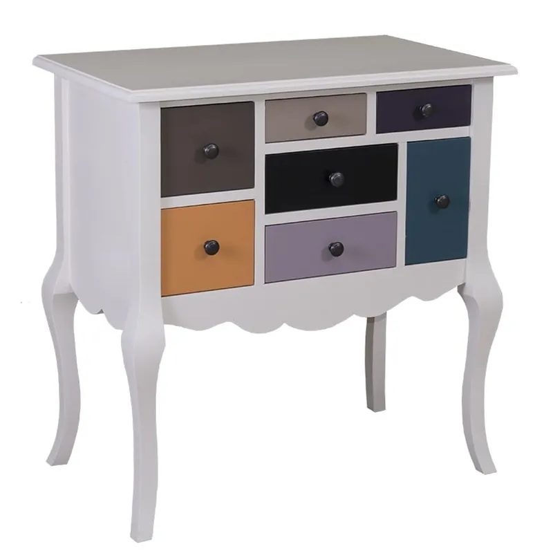 Casa Padrino Designer Kommode mit 7 Schubladen Grau / Mehrfarbig 80 x 48 x H. 82 cm - Landhausstil Möbel Bestseller